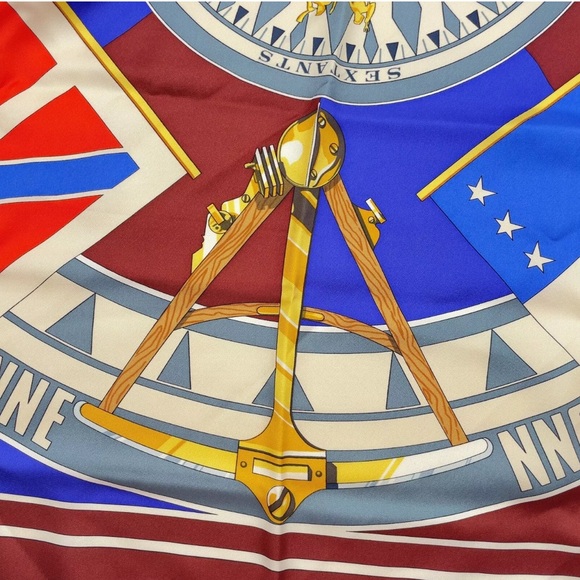 HERMES Scarf Carre 90cm Multi- Sextants Vintage - Picture 11 of 16